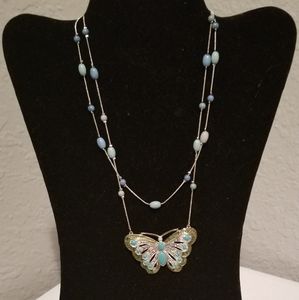 Double Layer Necklace with Butterfly 🦋 Pendant